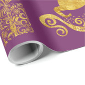 Personalisiertes Vintages Gold u. lila Geschenkpapier (Rolleneckpunkt)