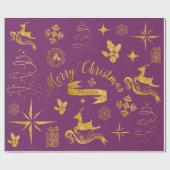 Personalisiertes Vintages Gold u. lila Geschenkpapier (Flach)