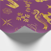 Personalisiertes Vintages Gold u. lila Geschenkpapier (Ecke)