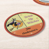Personalisiertes Vintages Halloween Runder Pappuntersetzer (Angewinkelt)