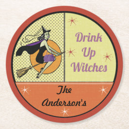 Personalisiertes Vintages Halloween Runder Pappuntersetzer