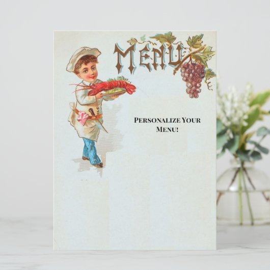 Personalisiertes Vintages Hummer-Dinner-Menü Menükarte (Stehend Vorderseite)