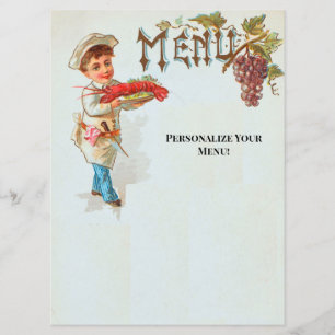 Personalisiertes Vintages Hummer-Dinner-Menü Menükarte
