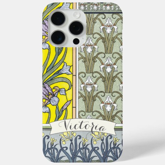 Personalisiertes Vintages Iris-Blumenmuster Case-Mate iPhone Hülle (Rückseite)
