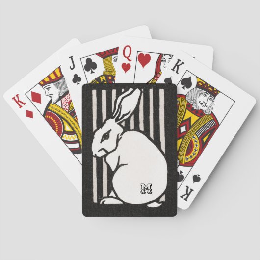 Personalisiertes Vintages Kaninchen Schwarz/Weiß Spielkarten (Rückseite)