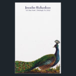 Personalisiertes Vintages Pfau-Briefpapier Briefpapier<br><div class="desc">Dieses Vintage Bild eines herrlichen,  bunten Vogels wird von einem tatsächlichen viktorianischen Einklebebuchbild genommen. Die reizenden blauen und grünen Farben dieses auffallenden Pfaus sind sicher,  auf Ihrer Korrespondenz bemerkt zu werden und bewundert zu werden.</div>