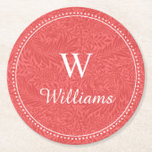 Personalisiertes Vintages Red Larkspur Blume Muste Runder Pappuntersetzer (Vorderseite)