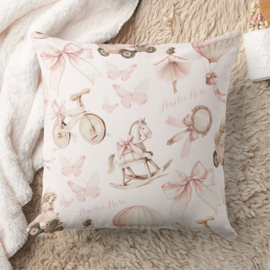 Personalisiertes Vintages rosa Kinderzimmer Kissen (Decke)