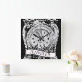 Personalisiertes Vintages Silber Quadratische Wanduhr (Zuhause)