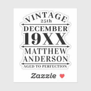 Personalisiertes Vintages Zeitalter bis Perfektion Aufkleber