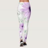 Personalisiertes Violett Grün, Aquarell Blume Leggings (Rückseite)