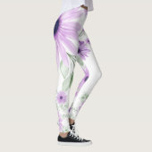 Personalisiertes Violett Grün, Aquarell Blume Leggings (Rechts)