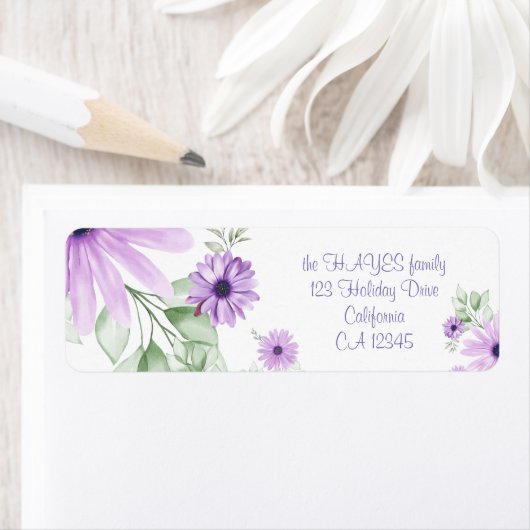 Personalisiertes Violett Grün, Aquarellfarben Blum (Insitu)