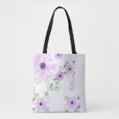 Personalisiertes Violett Grün, Aquarellfarben Blum Tasche (Vorderseite)