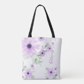 Personalisiertes Violett Grün, Aquarellfarben Blum Tasche (Rückseite)