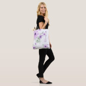 Personalisiertes Violett Grün, Aquarellfarben Blum Tasche (Am Model)