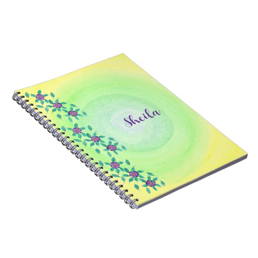 Personalisiertes, violettes, gelbes grünes Noteboo Notizblock (Rechte Seite)