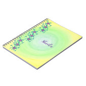 Personalisiertes, violettes, gelbes grünes Noteboo Notizblock (Linke Seite)