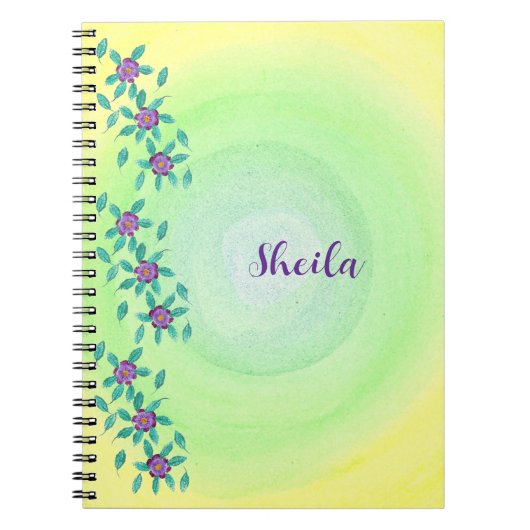 Personalisiertes, violettes, gelbes grünes Noteboo Notizblock (Vorderseite)