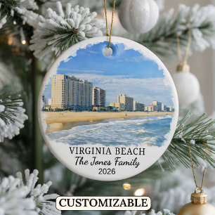 Personalisiertes Virginia Beach-Ornament, Virginia Keramik Ornament