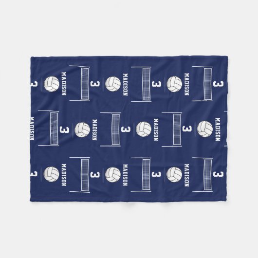 Personalisiertes Volleyball-Ball & Net-Muster Fleecedecke (Vorderseite (Horizontal))