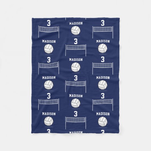 Personalisiertes Volleyball-Ball & Net-Muster Fleecedecke (Vorderseite)