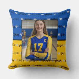 Personalisiertes Volleyball Blau und Gelb Senior Kissen