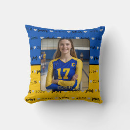 Personalisiertes Volleyball Blau und Gelb Senior Kissen
