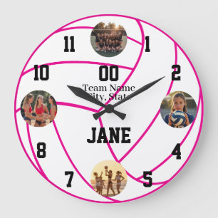 Personalisiertes Volleyball-Foto Spielerzimmer Große Wanduhr