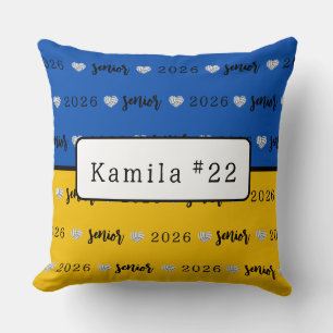 Personalisiertes Volleyball Senior Blau und Gelb Kissen