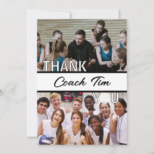 Personalisiertes Volleyball-Trainer-Foto Dankeskarte (Vorderseite)