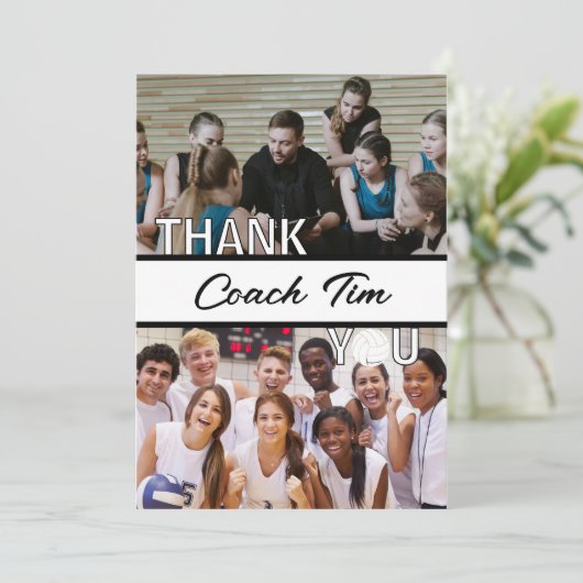 Personalisiertes Volleyball-Trainerbild Dankeskarte (Stehend Vorderseite)
