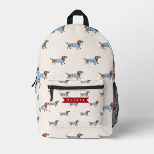 Personalisiertes Vornehmes Süßes Dachshund-Hund-Mu Bedruckter Rucksack