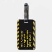 Personalisiertes Vorsichtsband auf Schwarz mit Nam Gepäckanhänger (Rückseite vertikal)