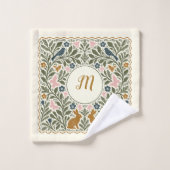 Personalisiertes Wald-Farn-Monogramm Badhandtuch Set (Waschlappen)