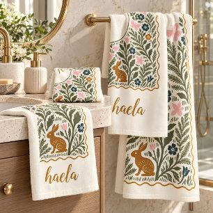 Personalisiertes Wald-Farn-Monogramm Badhandtuch Set