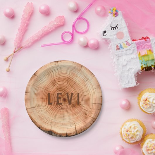 Personalisiertes Wald Rustikales Baumkörnchen Pappteller (Party)