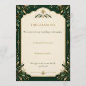 Personalisiertes Waldgrün-Gold-Hochzeitsprogramm Programm (Rückseite)
