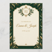 Personalisiertes Waldgrün-Gold-Hochzeitsprogramm Programm (Vorderseite)