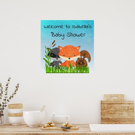 Personalisiertes Waldland Kreaturen Kinderduschpla Poster (Küche)