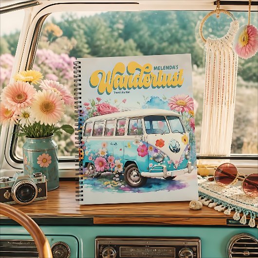 Personalisiertes Wanderlust Retro Bus Travel Journ Notizblock
