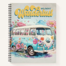 Personalisiertes Wanderlust Retro Bus Travel Journ
