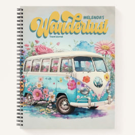 Personalisiertes Wanderlust Retro Bus Travel Journ Notizblock