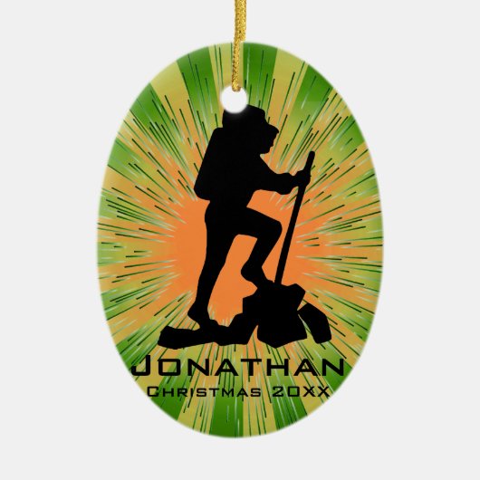 Personalisiertes Wandern Keramik Ornament (Vorne)