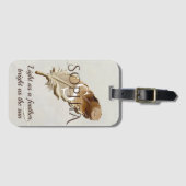 Personalisiertes Warmbraunes Feder-Monogramm  Gepäckanhänger (Vorderseite (Horizontal))