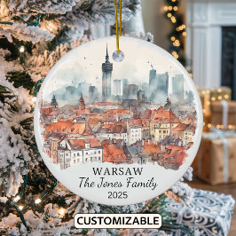 Personalisiertes Warschauer Ornament, Polen Gesche Keramik Ornament