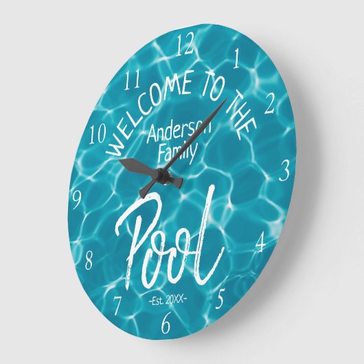 Personalisiertes Wasser aus Aqua Willkommen im Fam Große Wanduhr (Winkel)