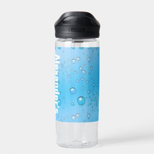 Personalisiertes Wasserblau und klare Wasserblasen Trinkflasche (Rückseite)