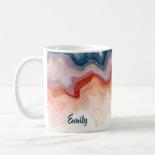 Personalisiertes Wasserfarbe Rosa Marmor Namensges Kaffeetasse