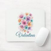 Personalisiertes Wasserfarben-Blumen-Name-Mauspad Mousepad (Mit Mouse)